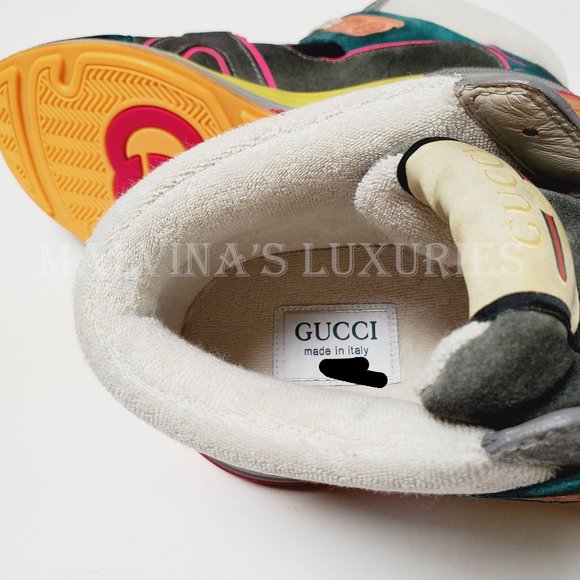 GUCCI SNEAKERS MENS ULTRAPACE MID TOP LEATHER SHOES w LOGO sz 8G 8.5 US - Picture 15 of 16